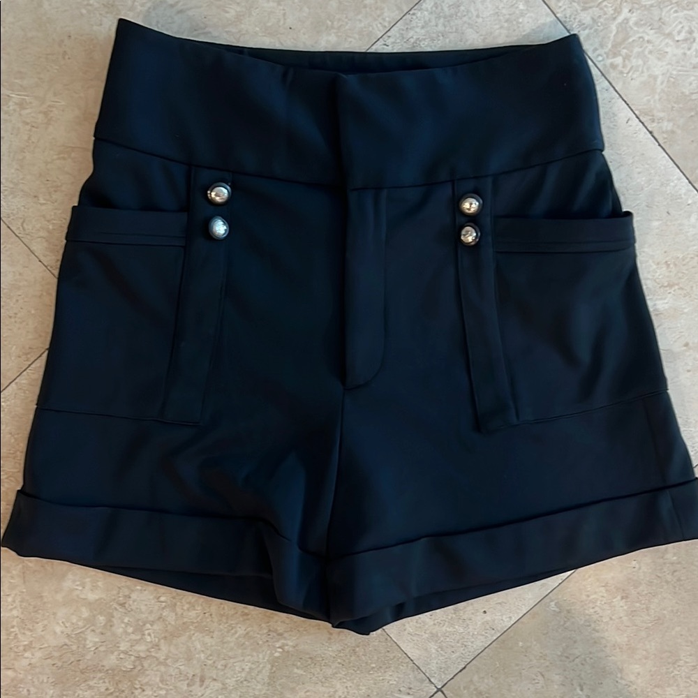 Zara Black High Waist Structured Shorts
